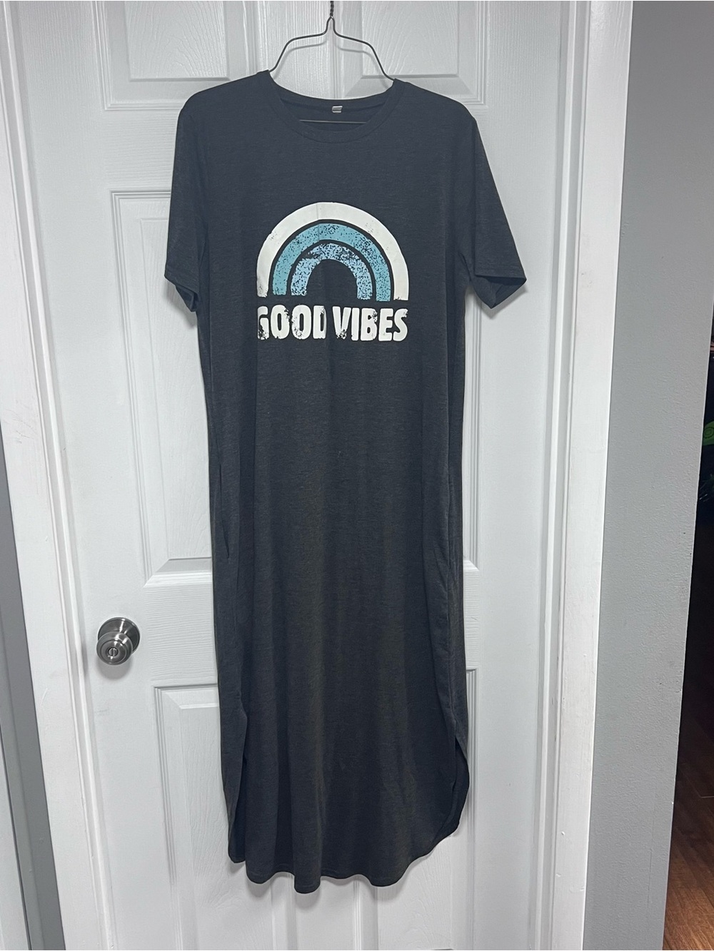 Good Vibes Charcoal Graphic Tee Maxi Dress Size M